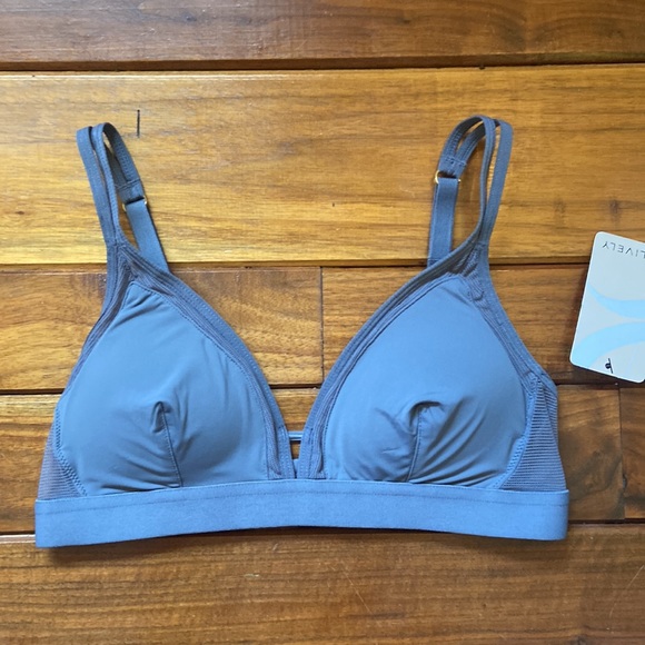 NWT Lively The Mesh Trim Padded Bralette Smoke Small - Picture 3 of 10